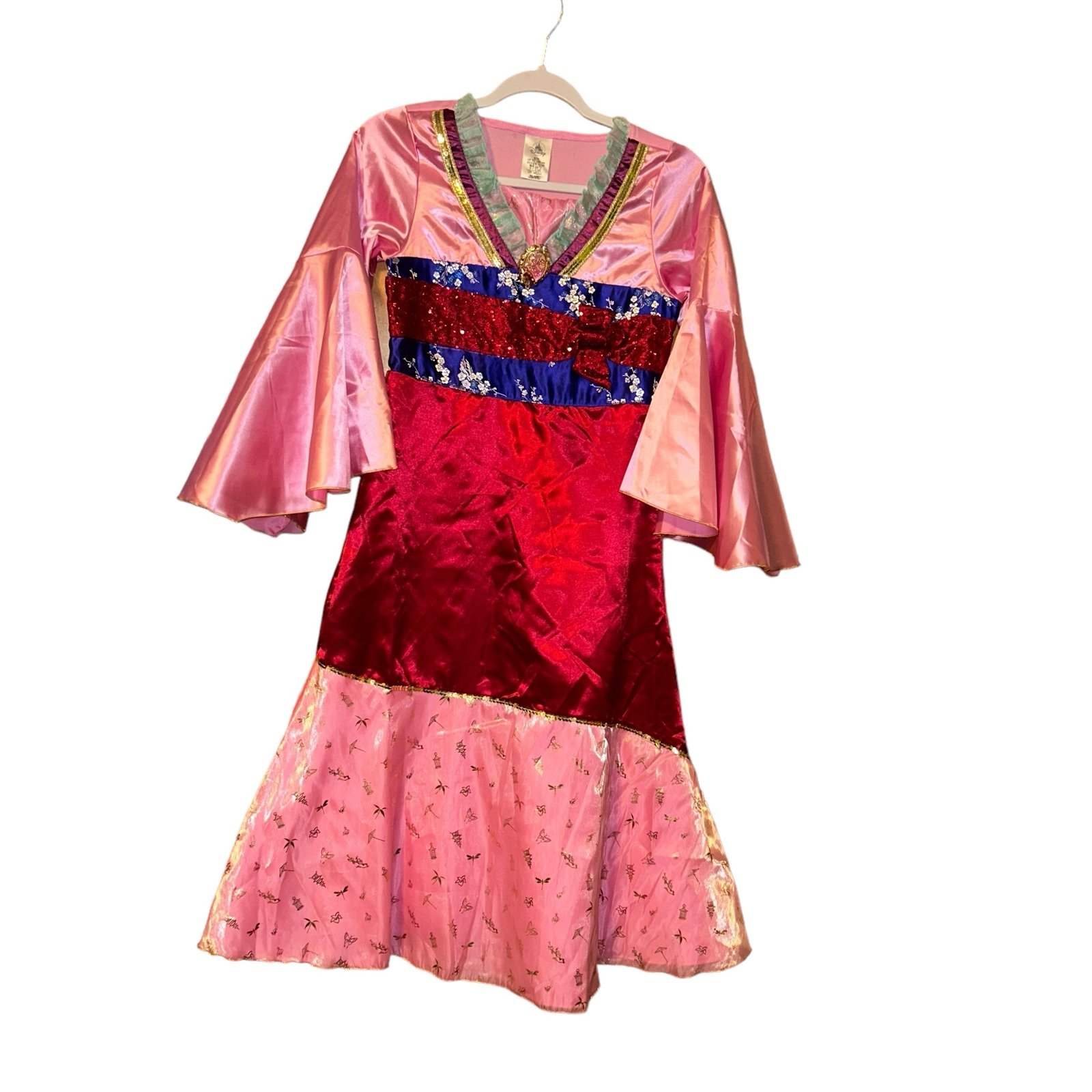 Disney Parks Princess Mulan Pink floral sequins costume kids Dress size 9/10