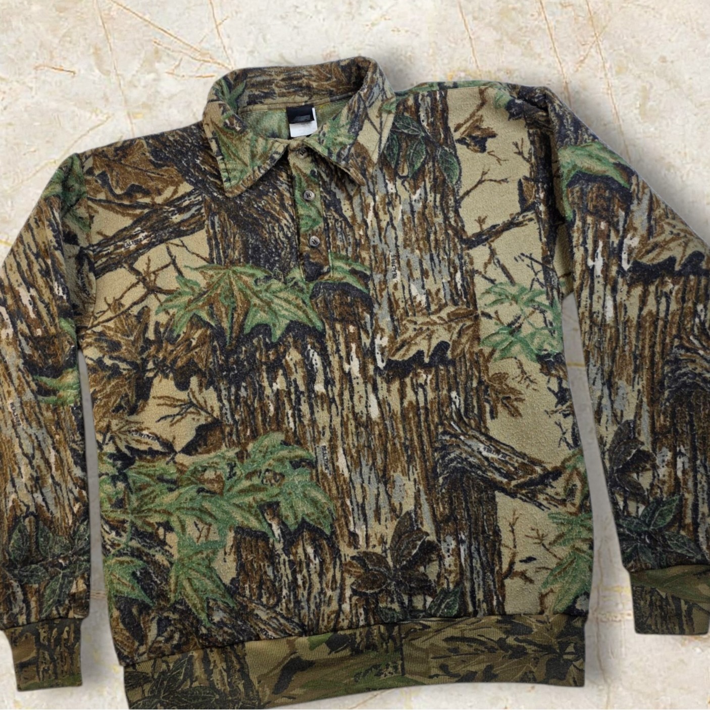 Vtg Ace Sportswear Trebark Camo Shirt 80s Hunting Boxy USA Made 2XL Realtree L/S