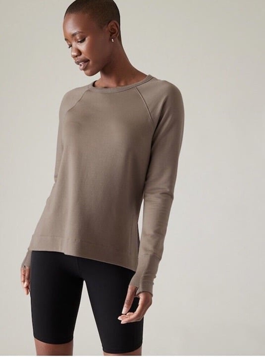 Athleta Coaster Luxe Recover Sweatshirt Size 1X Pyrite Brown #659287 NWOT NEW