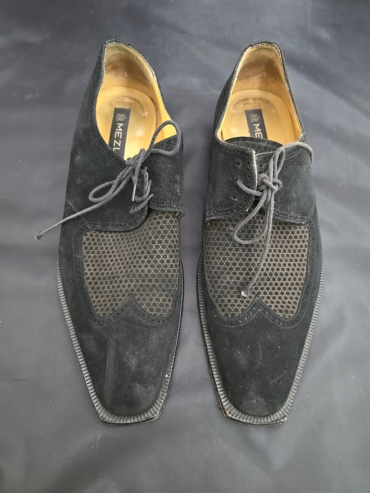 Men's Mezlan Black Genuine Suede Oxfords US11M