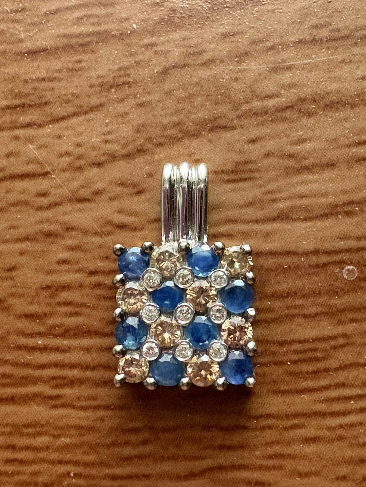 14k Gold Blue Sapphire & Diamond Pendant
