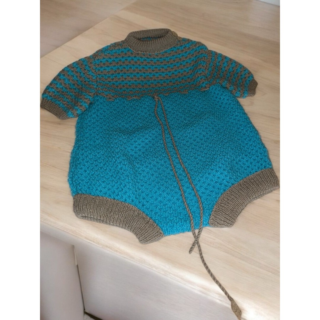 Knit Blue Baby Romper Made In Greece Pelargos Co Size Large