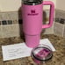 EUC Stanley Overseas Pink Peony 30oz Quencher H2.0 Travel Stainless Tumbler