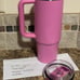 EUC Stanley Overseas Pink Peony 30oz Quencher H2.0 Travel Stainless Tumbler