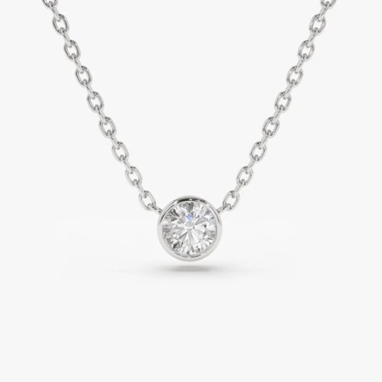 FERKO’S 14K Gold Bezel Set Diamond Solitaire Necklace