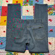 Vintage 70s thumbs up brain basic straight leg blue jeans 31x33.5