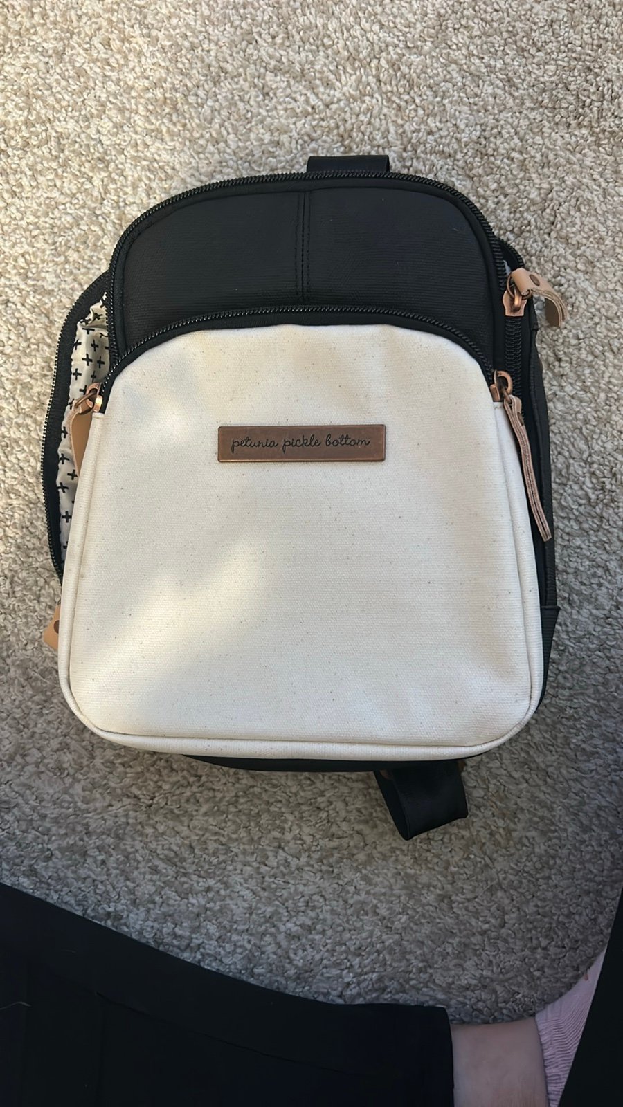 Petunia Pickle Bottom Black and Cream Baby Bag