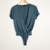 Lulus Marren Slate Blue Short Sleeve Surplice Bodysuit Size Medium