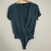 Lulus Marren Slate Blue Short Sleeve Surplice Bodysuit Size Medium