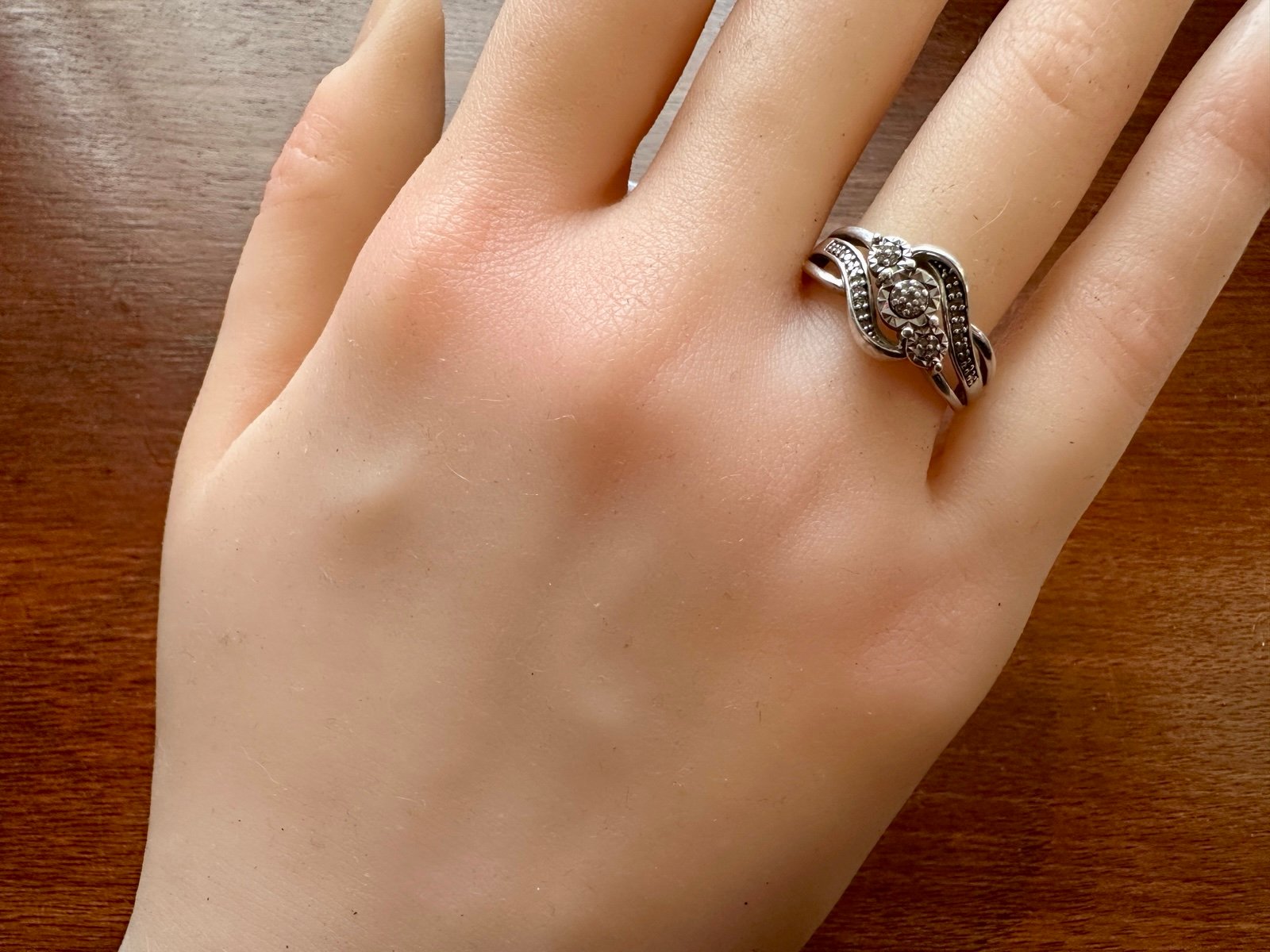 1/10tw Diamond Accent Sterling Silver 925 Ring Sz 7