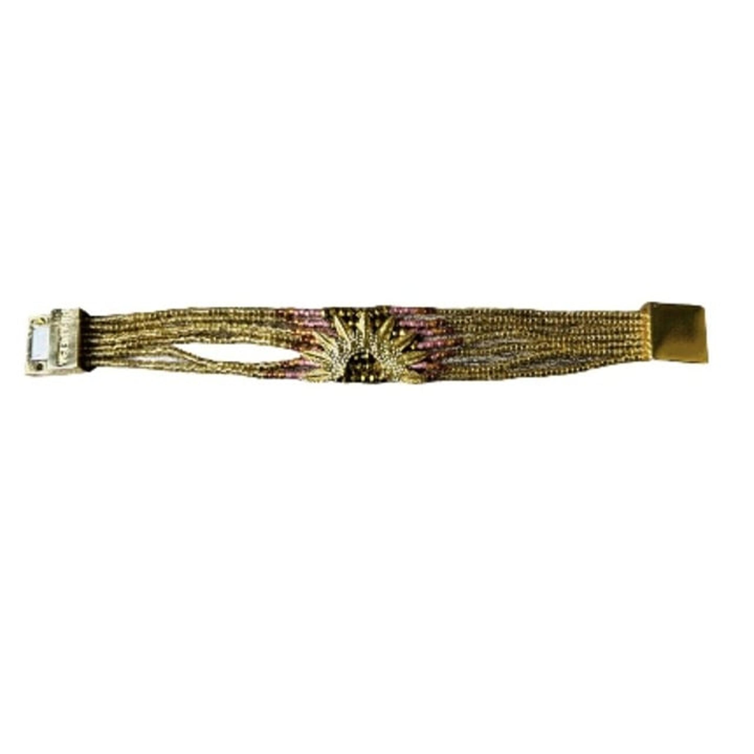 HIPANEMA Handmade Stacked Gold Plated Sun Bracelet With Beads Magnetic 6.5”