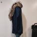 STUNNING MICHAEL KORS Angora Blend Buckle Poncho w/ Fur Collar in Navy/Camel