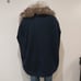 STUNNING MICHAEL KORS Angora Blend Buckle Poncho w/ Fur Collar in Navy/Camel