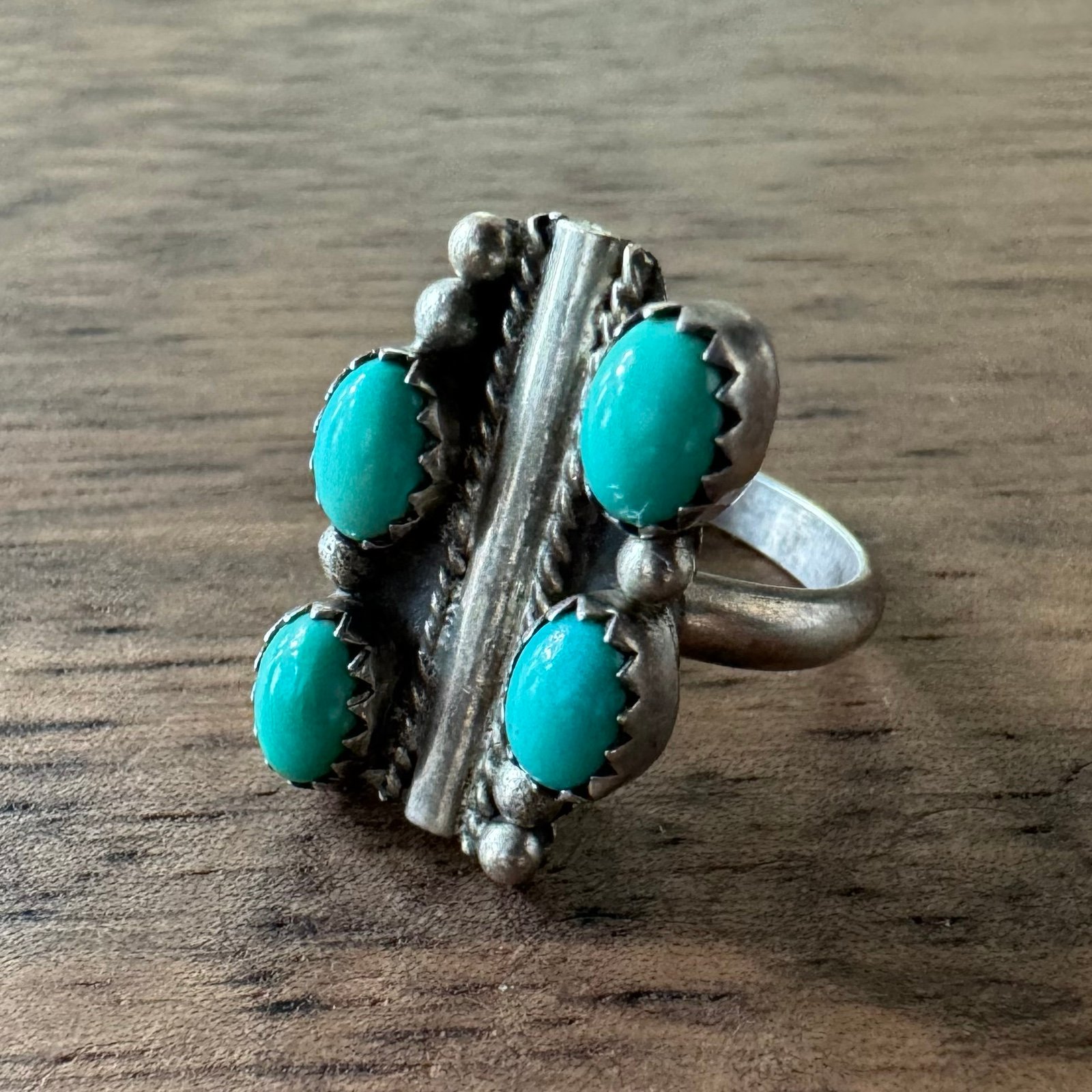 Vintage Native Turquoise Ring 925 Sterling Silver