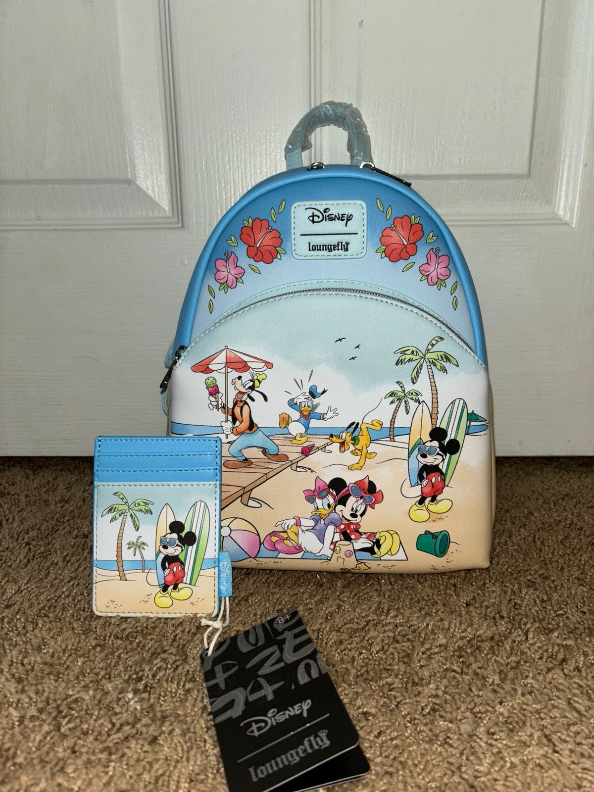 Mickey & Friends Beach Summer Loungefly Mini Backpack & Cardholder