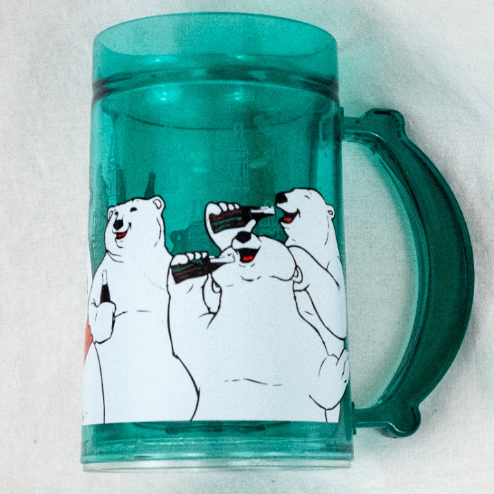 Coca Cola Polar Bear Plastic Cup Liquid Filled Freezable Insulated Acrylic Mug 1