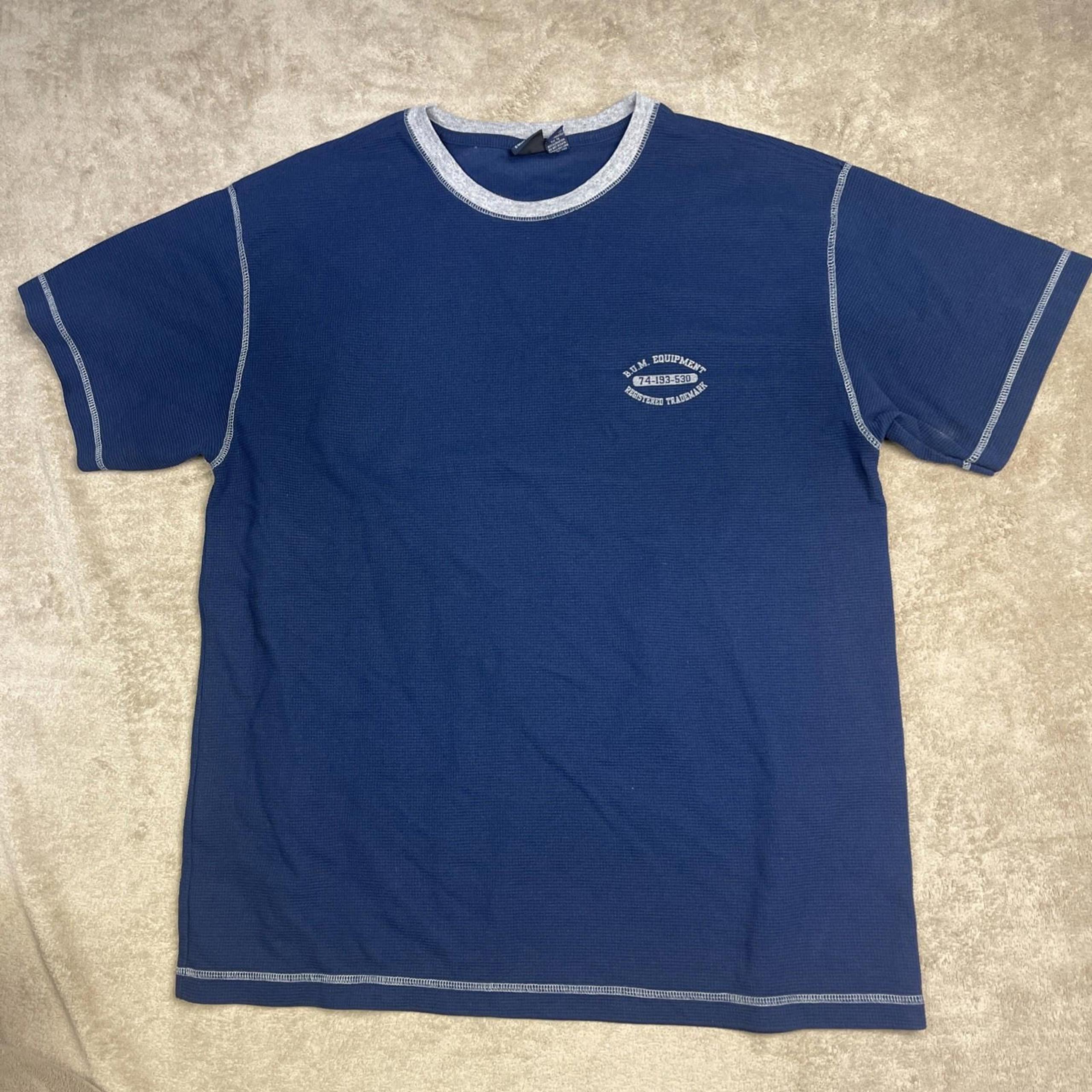 Vtg 1990s BUM Equipment T-Shirt Mens XXL Blue Crew Neck Y2K HipHop Thermal