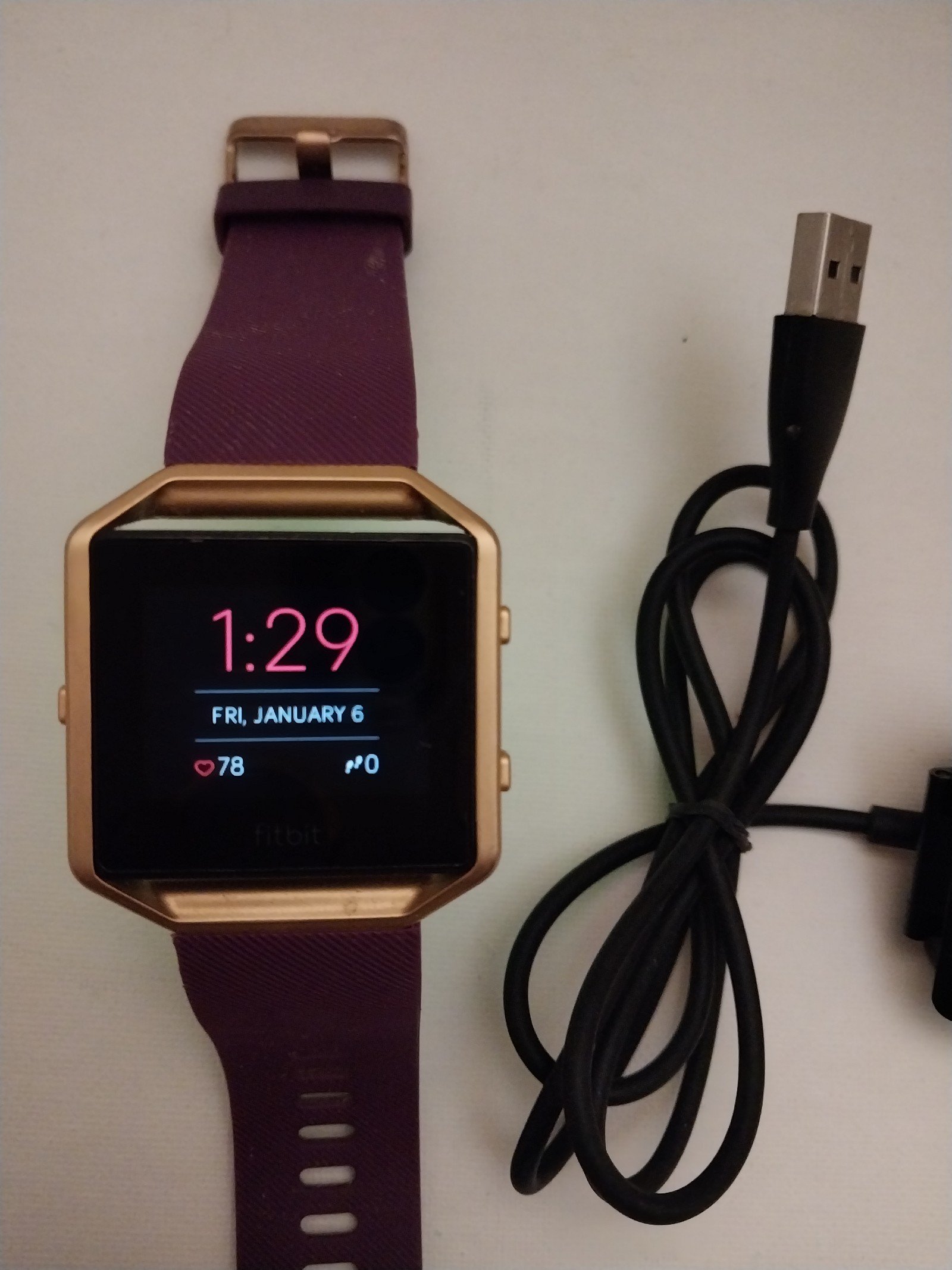 FitBit BLAZE gold watch band and charger