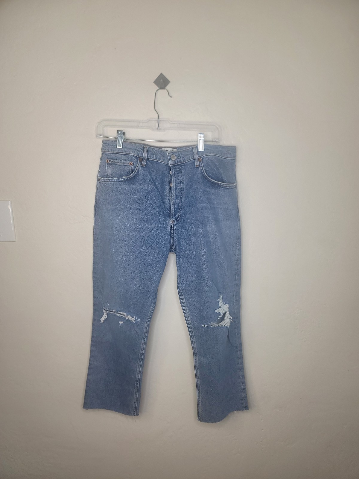 Agolde riley distressed raw hem jeans