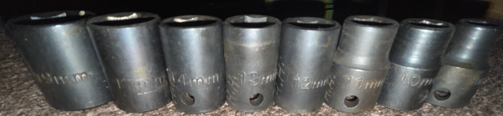 Vintage 8pc Metric Impact Socket Set In Vintage Green Metal Case W/ Handle
