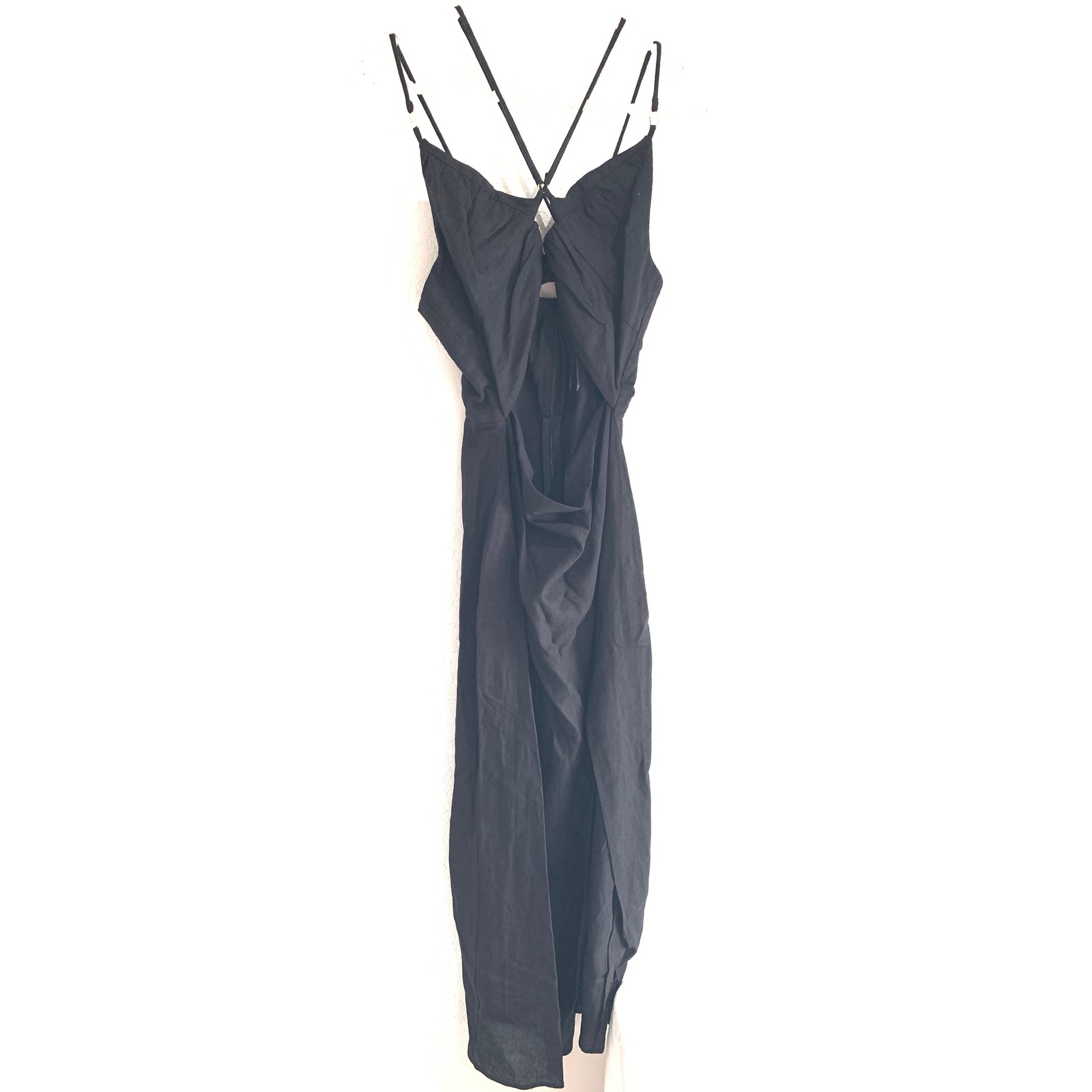 Zara black cut out spaghetti strap midi dress new size medium