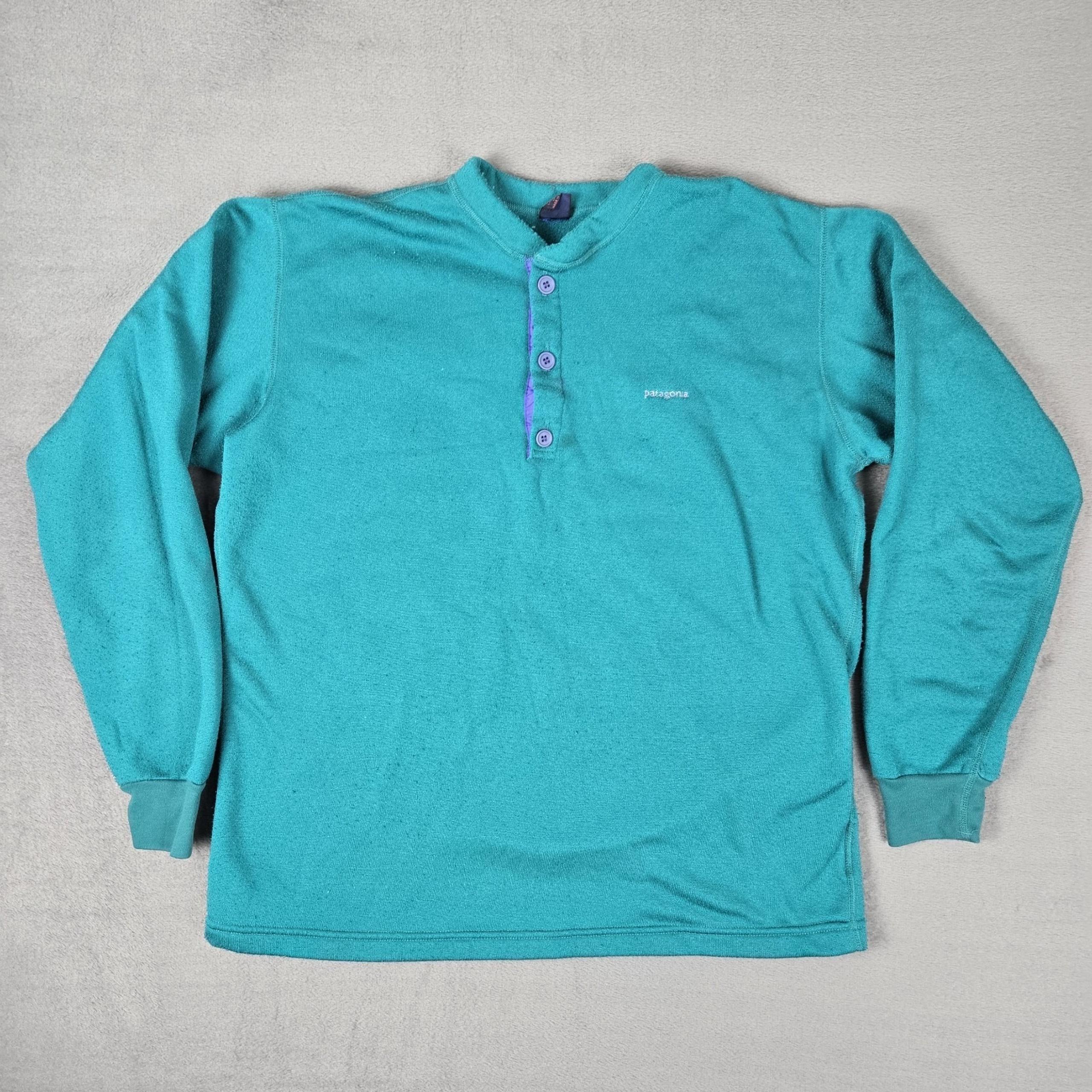 Vintage Patagonia Capilene Henley Womens Large Teal Sweater Base Layer 80s