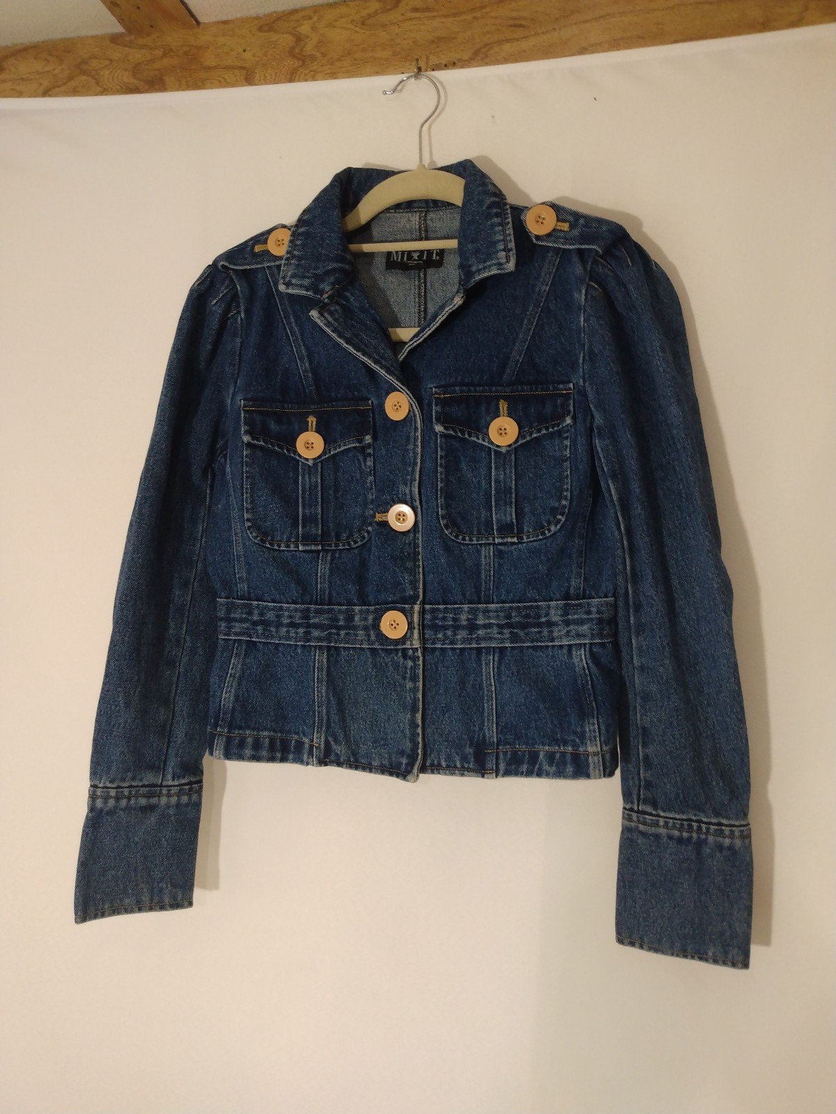 Womens Vintage Mixit Denim Short Retro Moto Jacket Sz 8