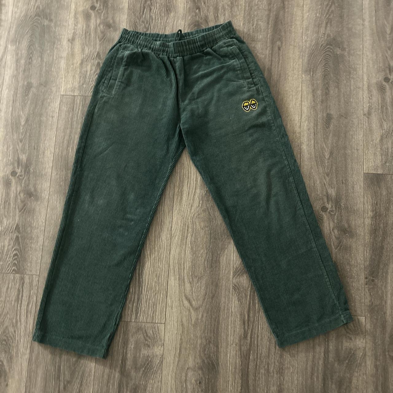 Krooked Skateboards Men's Green corduroy pants