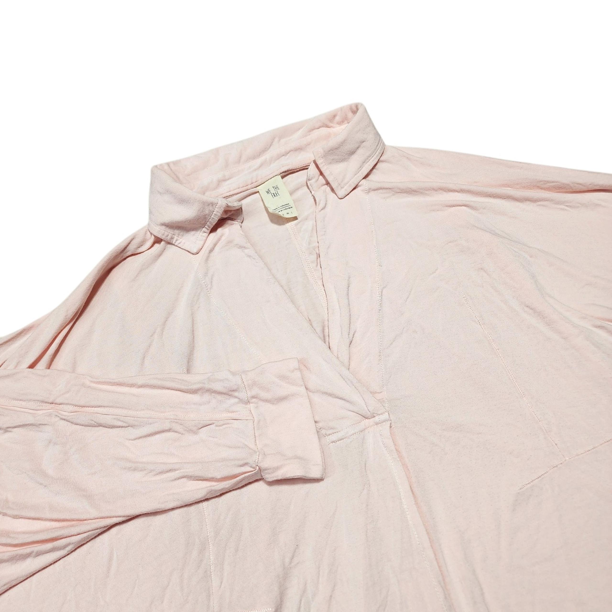We The Free Oversized Tunic Top Long Sleeve V-Neck Casual Pink XS