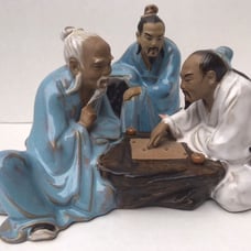 Set of 2 chinoiserrie figurines w/ 3 men