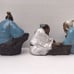 Set of 2 chinoiserrie figurines w/ 3 men