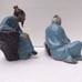 Set of 2 chinoiserrie figurines w/ 3 men