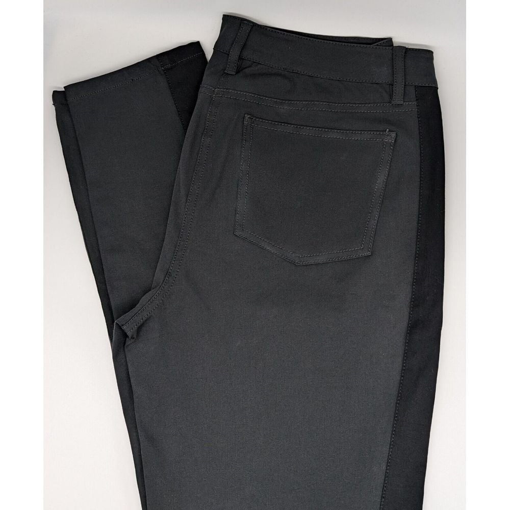 Eileen Fisher Small Pants Char Gray Black Tuxedo Stripe Stretch Skinny R3K0-1