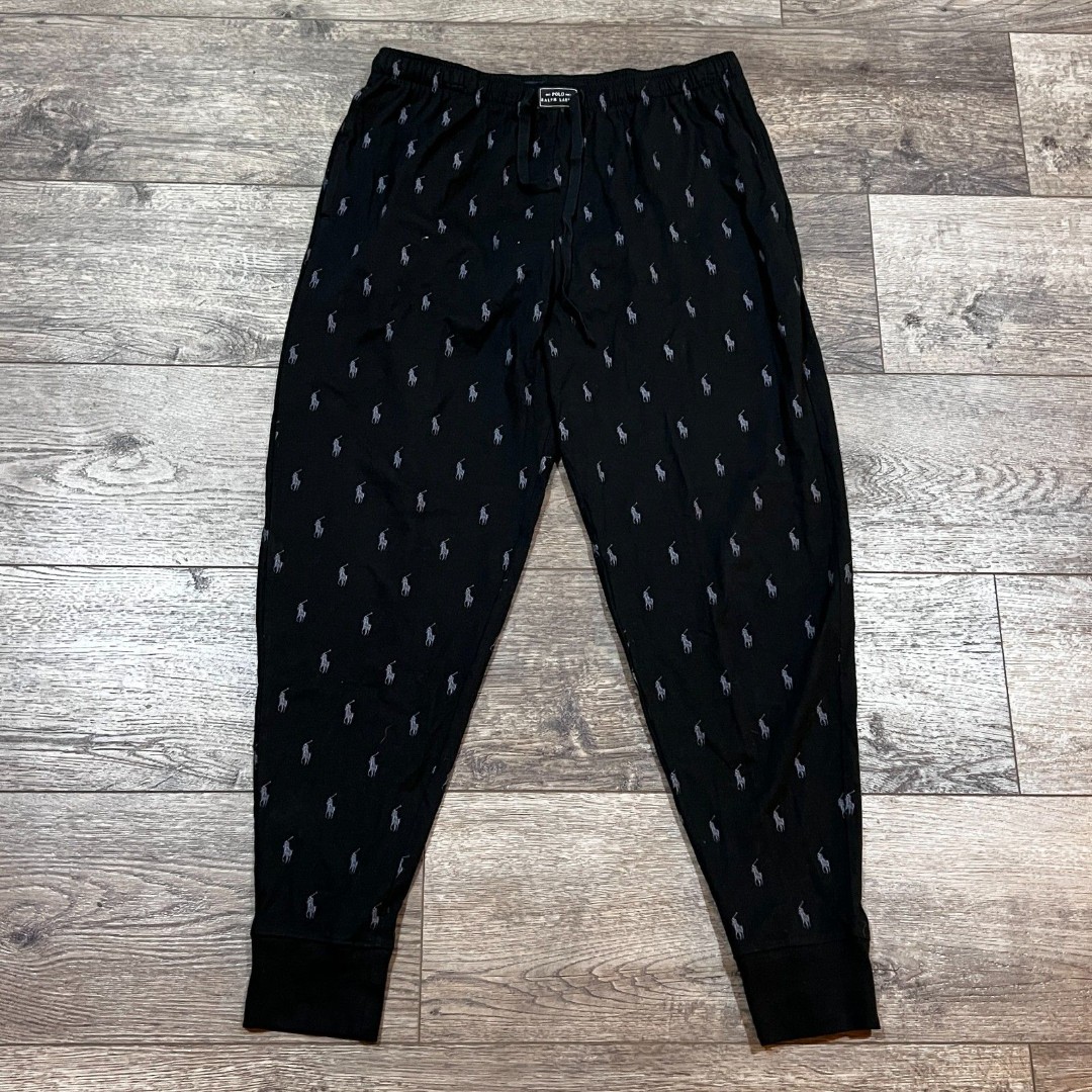Polo Ralph Lauren Black Allover Pony Knit Jogger Sleepwear - Men's XL - 59.50