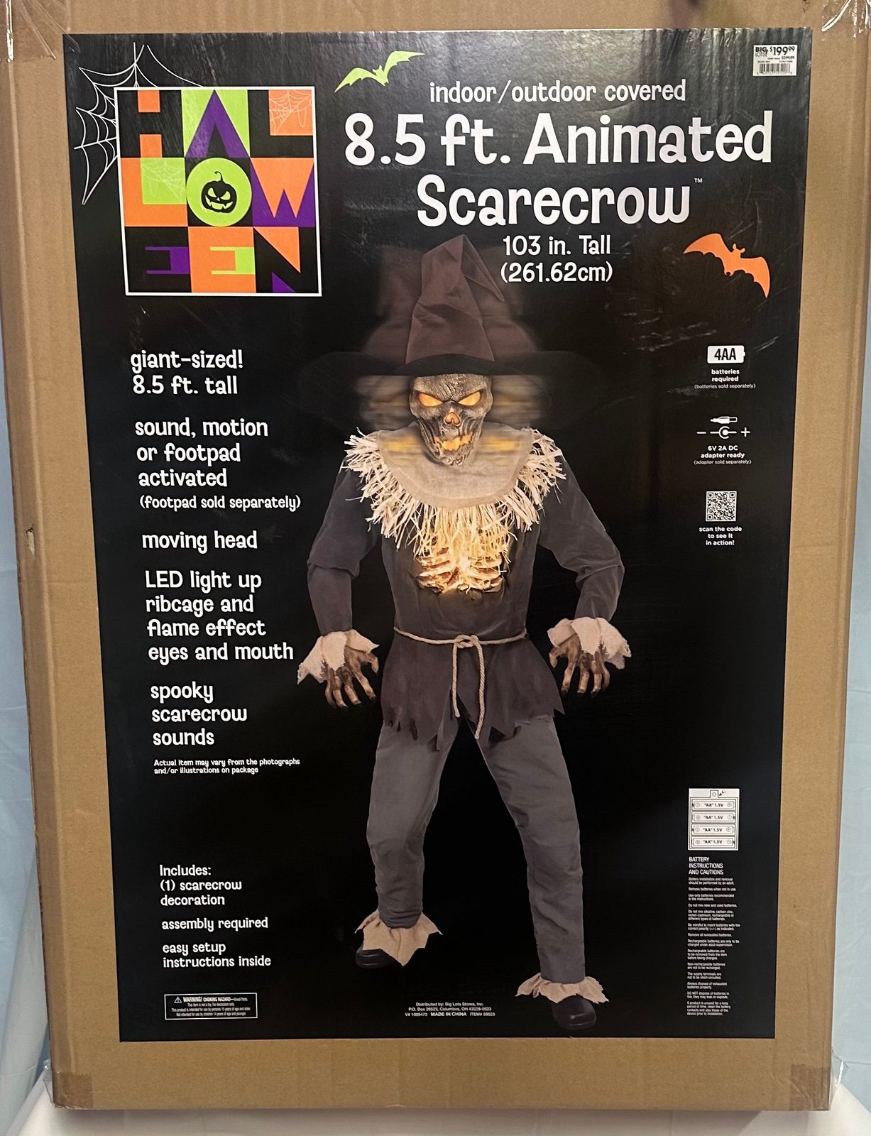 Brand New! Animatronic Scarecrow Halloween Prop 8.5Ft. Tekky Toys