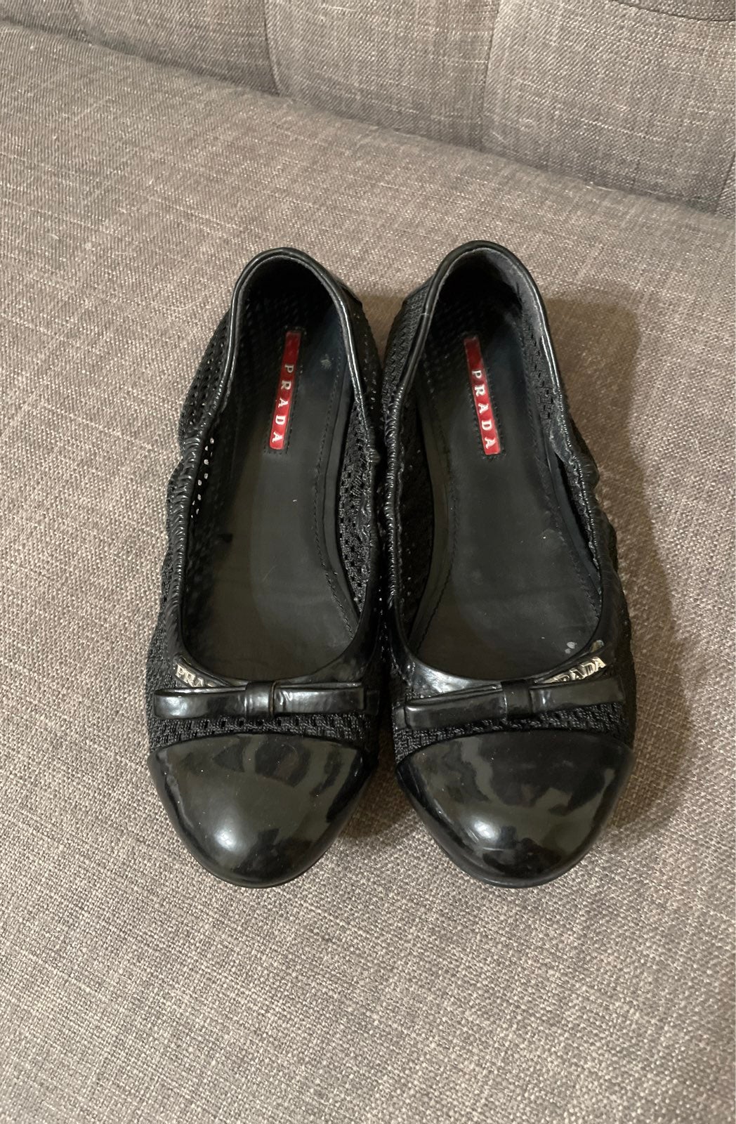 Prada Scrunchy Mesh Flats