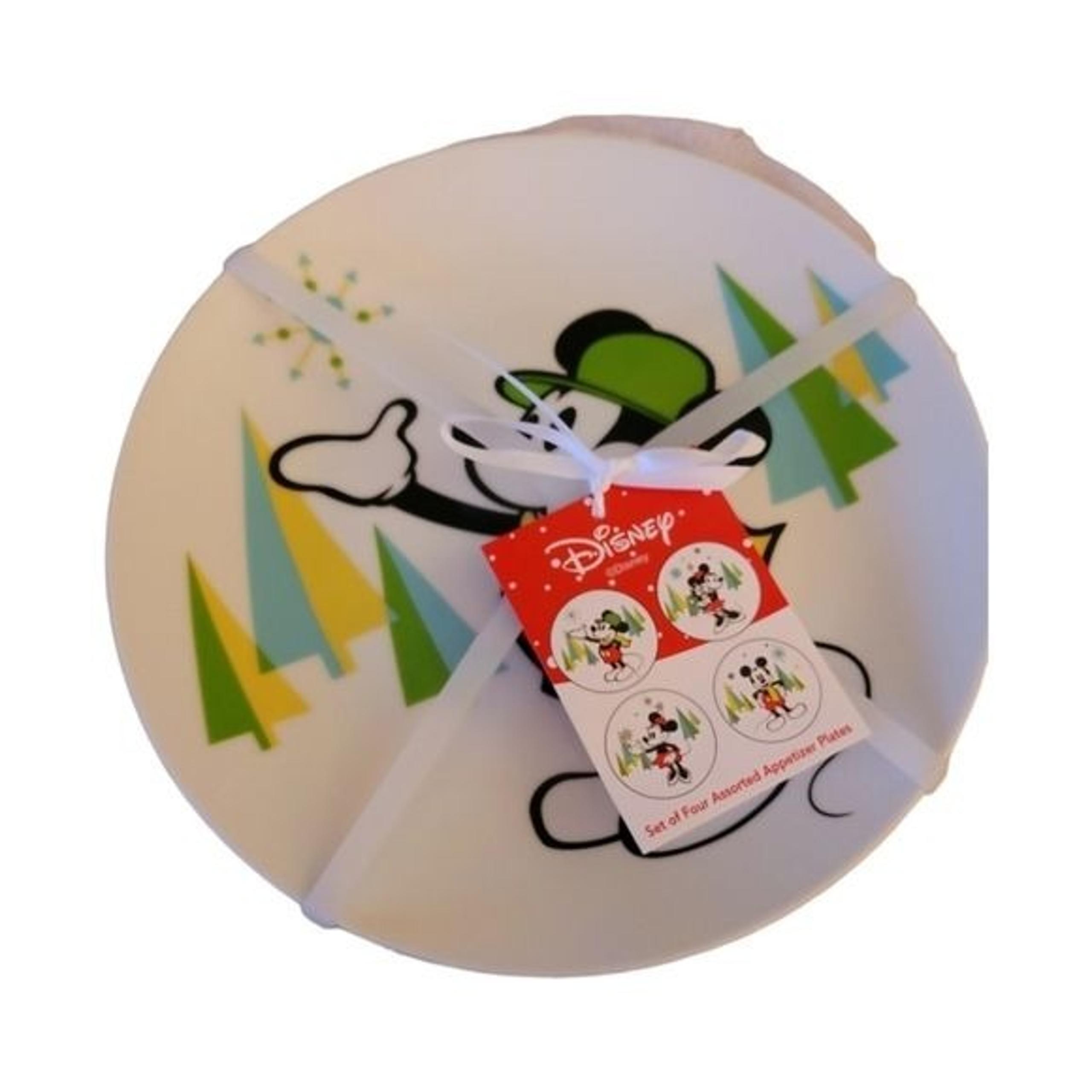 Disney Set of 4 Minnie Mouse and Mickey Mouse Christmas Appetizer Plates NWT