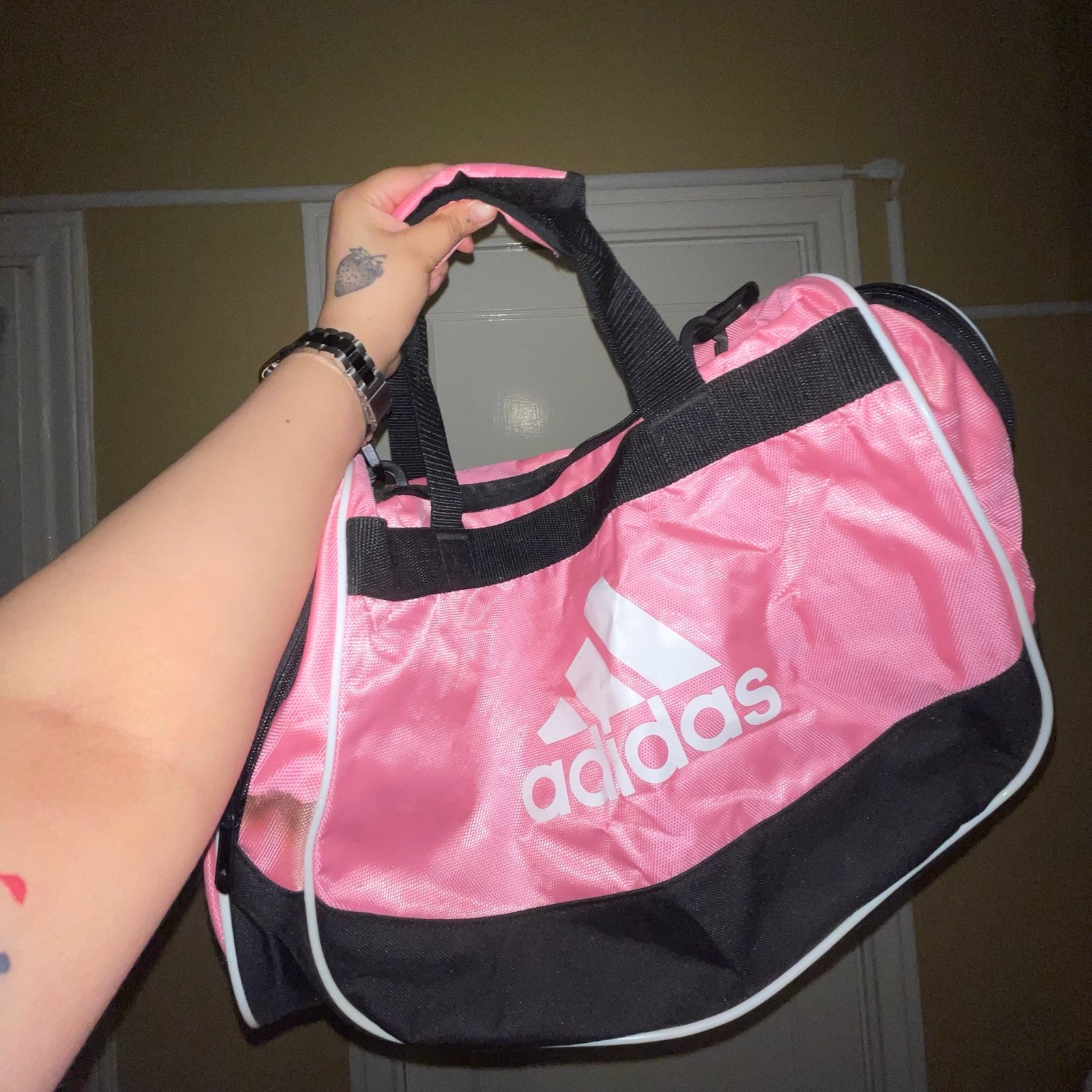 PINK ADIDAS DUFFLE BAG