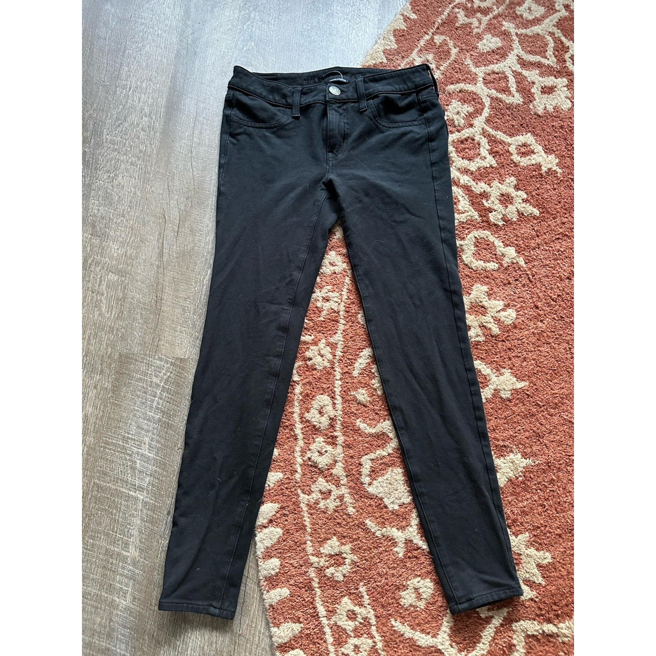 American Eagle Womens Stretch Jeggings, Black, 4