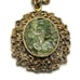 Vintage Estate Faux Green Jade Stone Pendant Filigree Gold Tone 24 Necklace