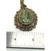 Vintage Estate Faux Green Jade Stone Pendant Filigree Gold Tone 24 Necklace