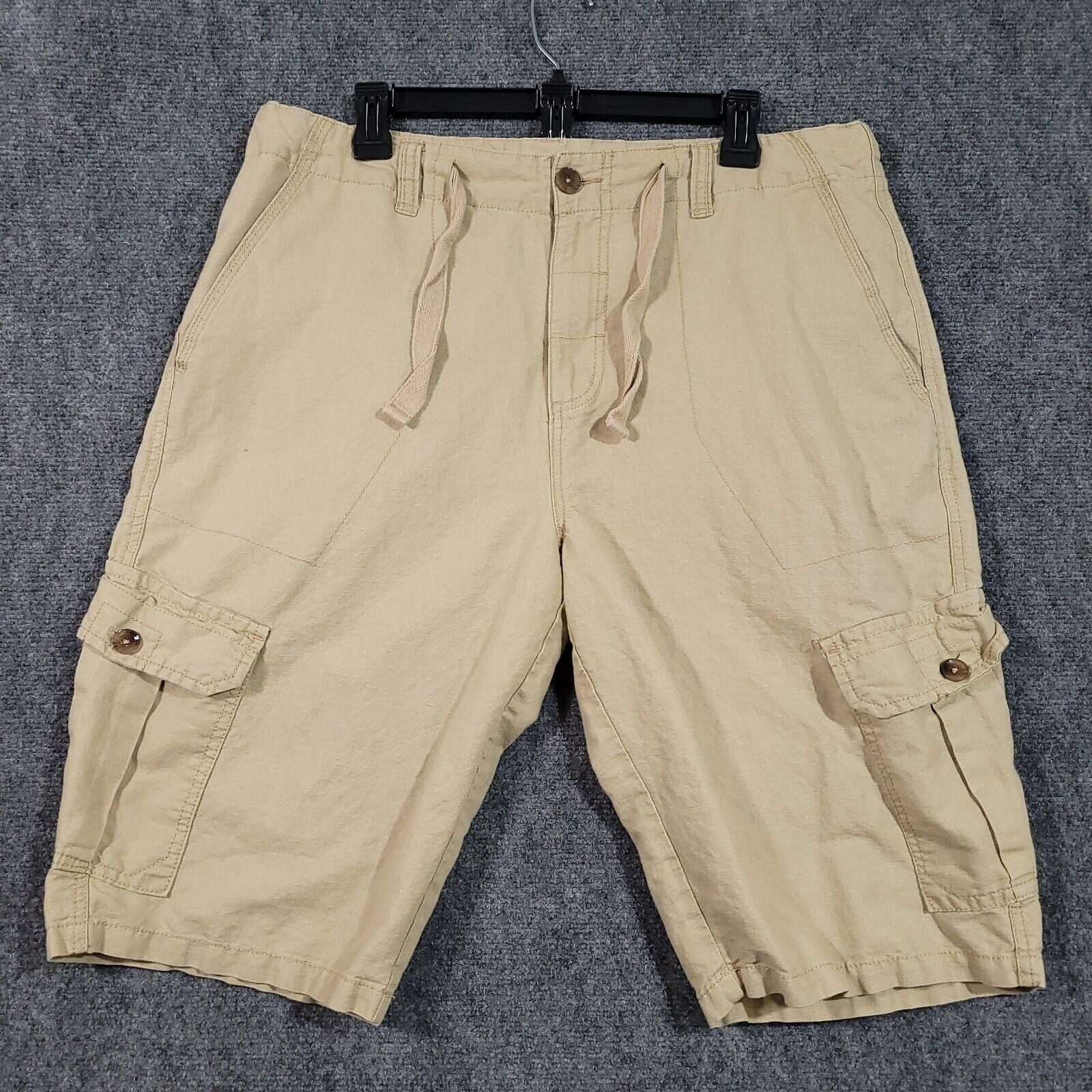 Vintage Sean John Cargo Shorts Linen Blend 36x13 Y2K Baggie Drawstring Skater