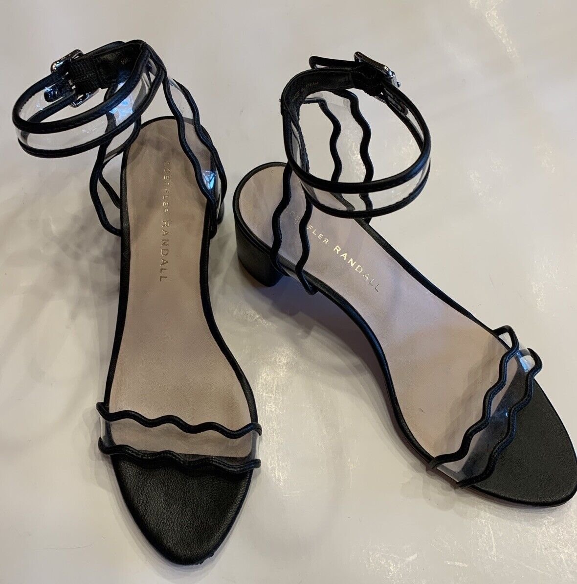 Loeffler Randall 348 Sandals 6B Strappy Sexy Block Heel Black Ankle *NOTE