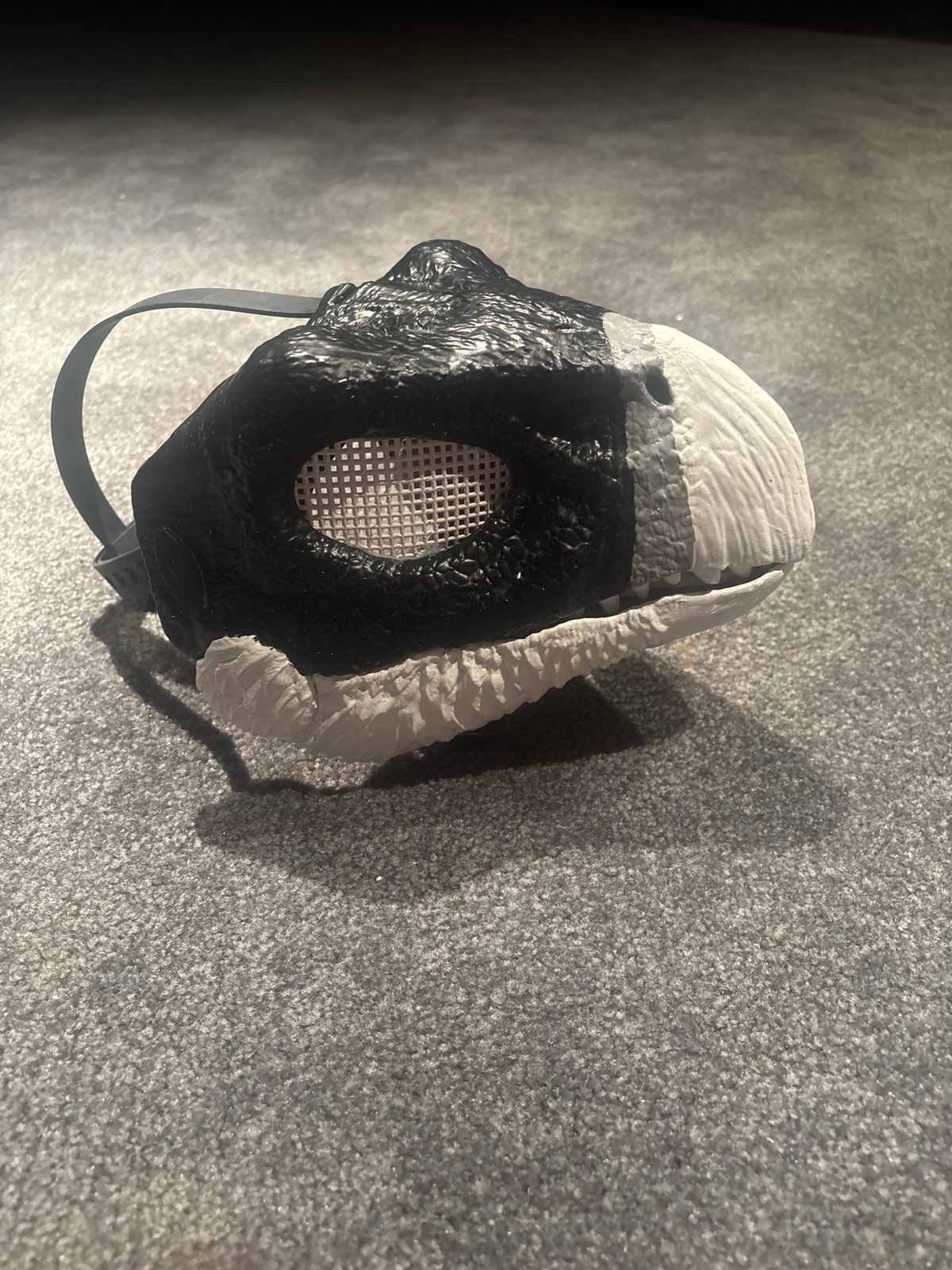 Black, grey, white Dino mask premade