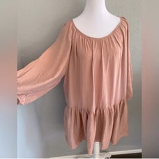 H&M silky drop waist babydoll Balletcore boho Twee Blush Dress Medium