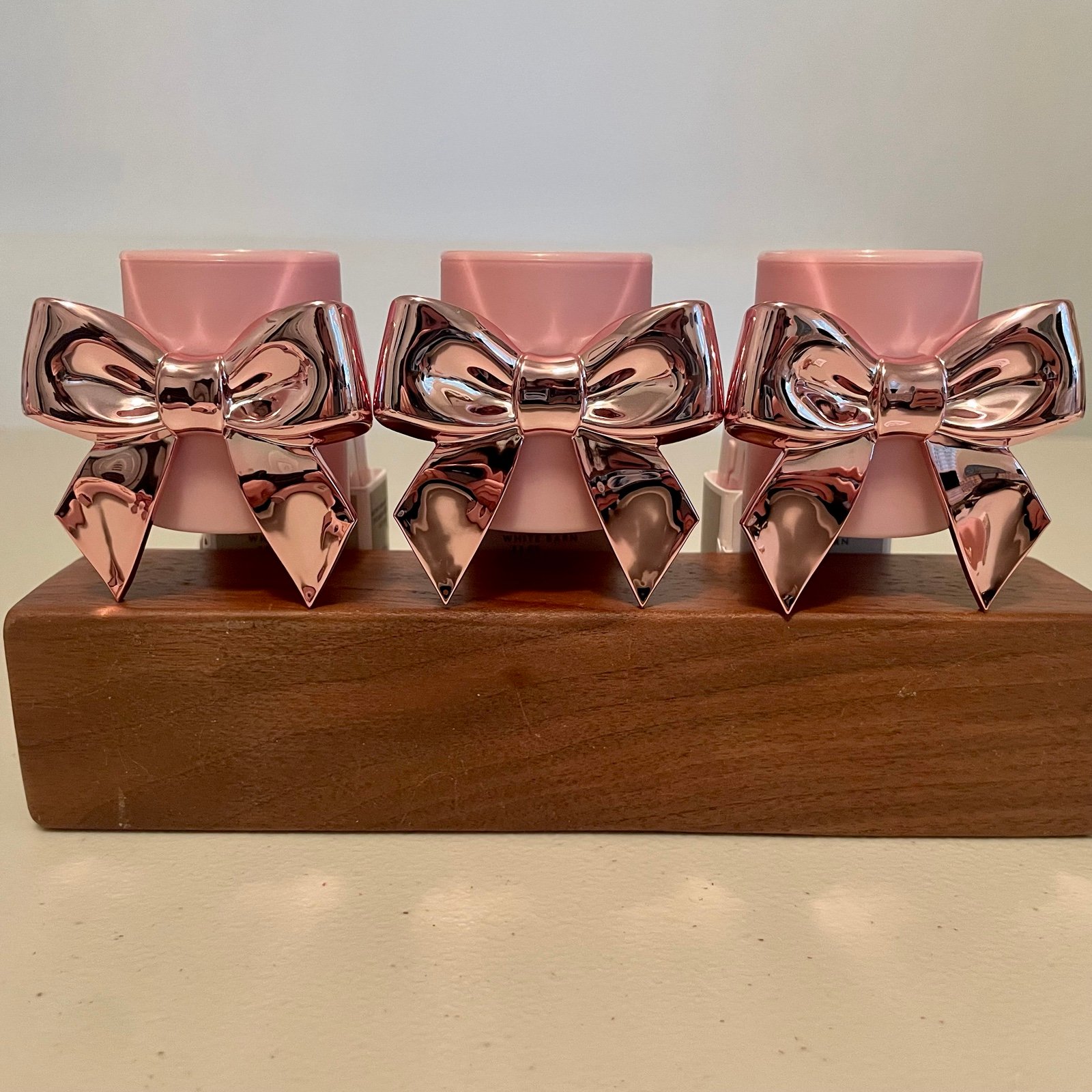 Bath & Body Works Pink Bow Chrome Scent Control Wallflower Plug Ins x3