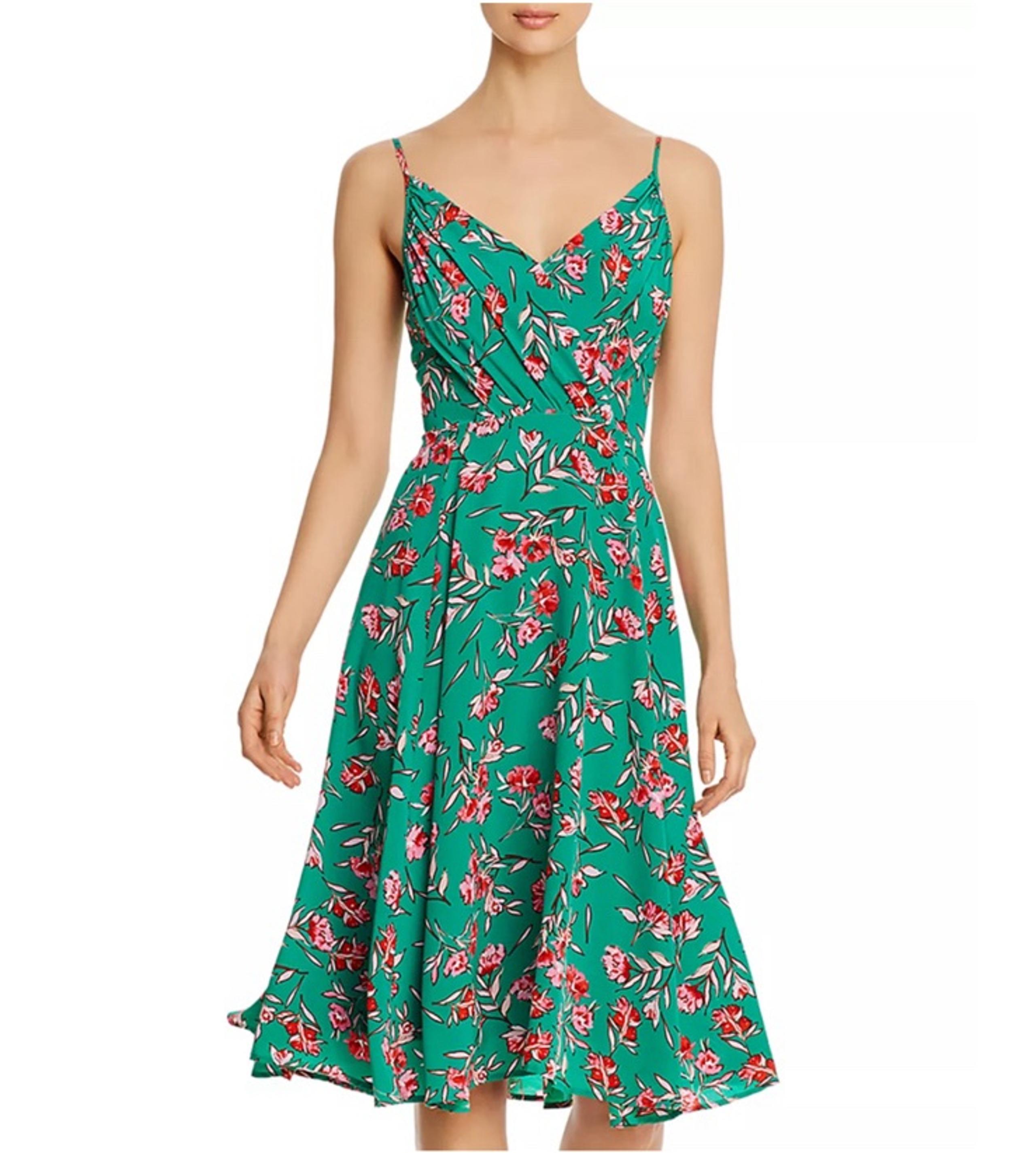 Yumi Kim Green Vienna Silk Floral Print A-Line Dress, Women’s Size 0