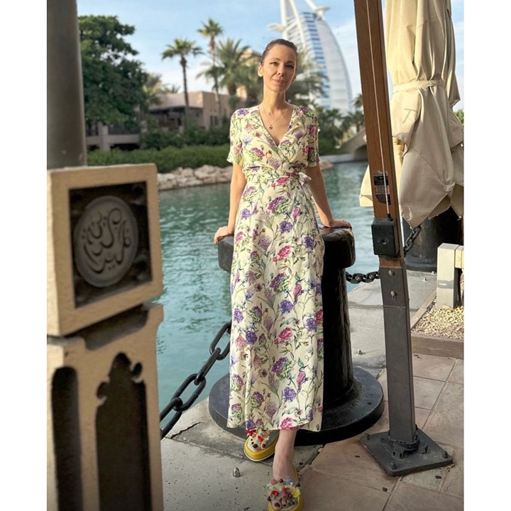 H&M Womens Trendy Floral Wrapped Dress Yellow Size 8