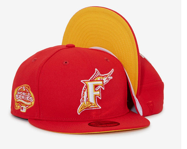 New Era Florida Marlins Flash World Series Patch 59Fifty 5950 7 1/2 Hat Cap NEW