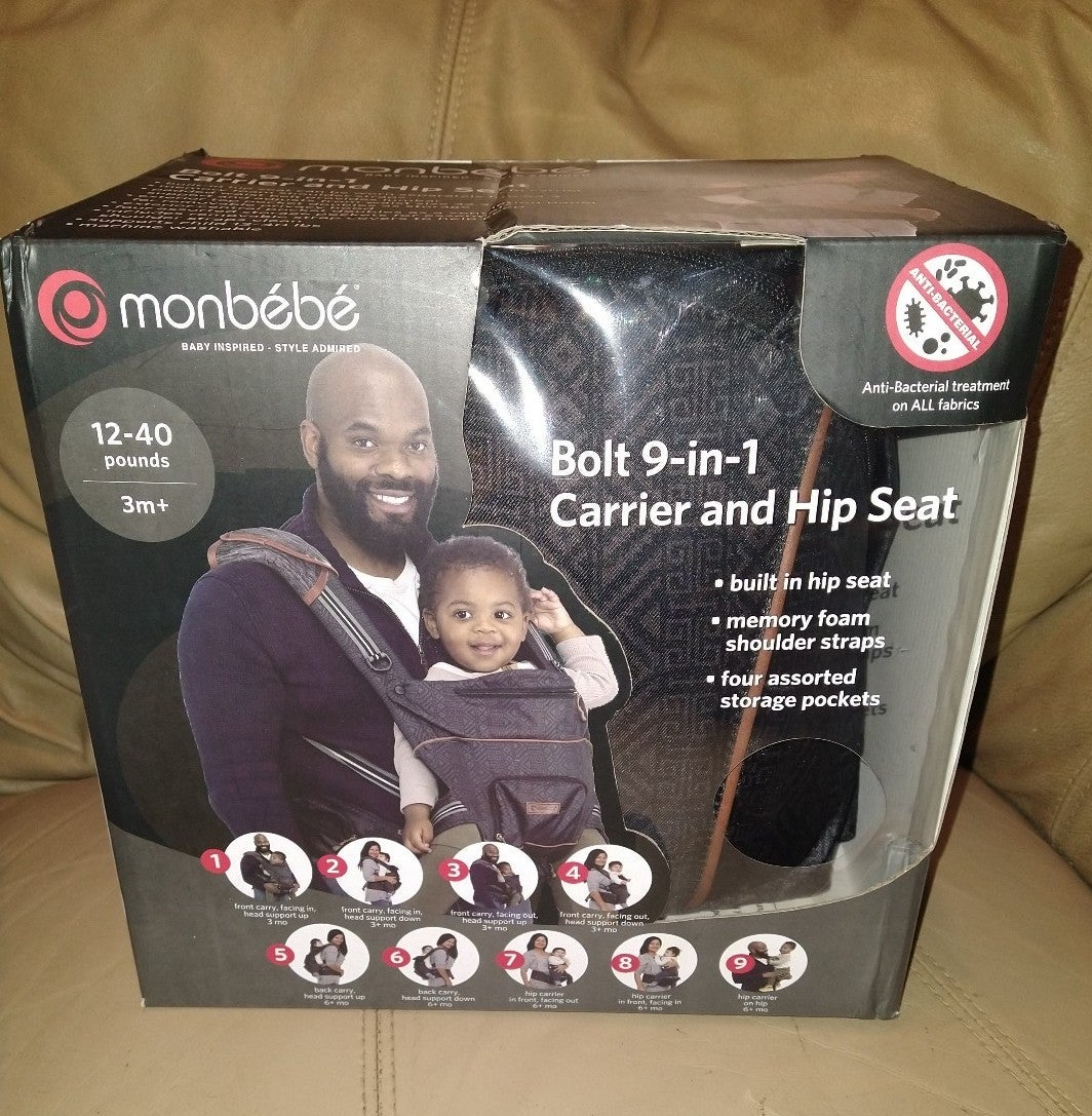 Monbebe Bolt 9 in 1 Baby Carrier & Hip Seat NIB